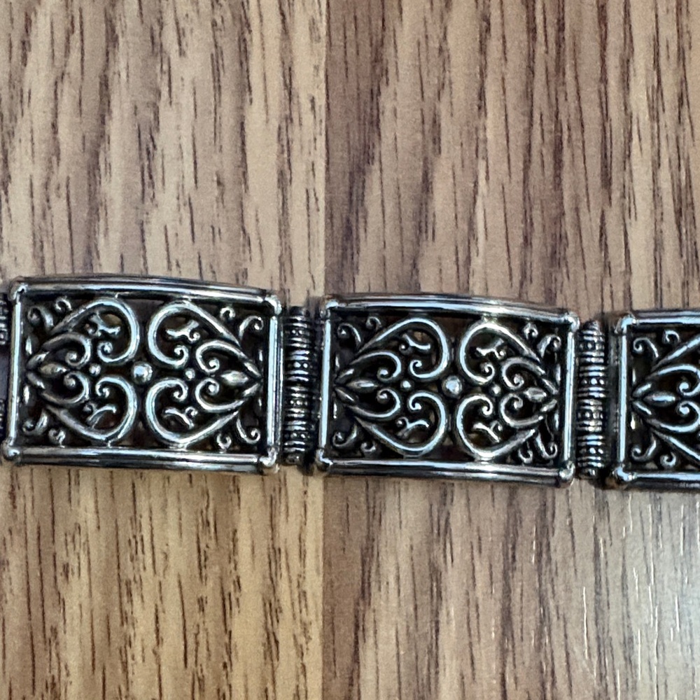 BRIGHTON HEART SCROLLED SILVER-TONE 7" BRACELET - Picture 5 of 12